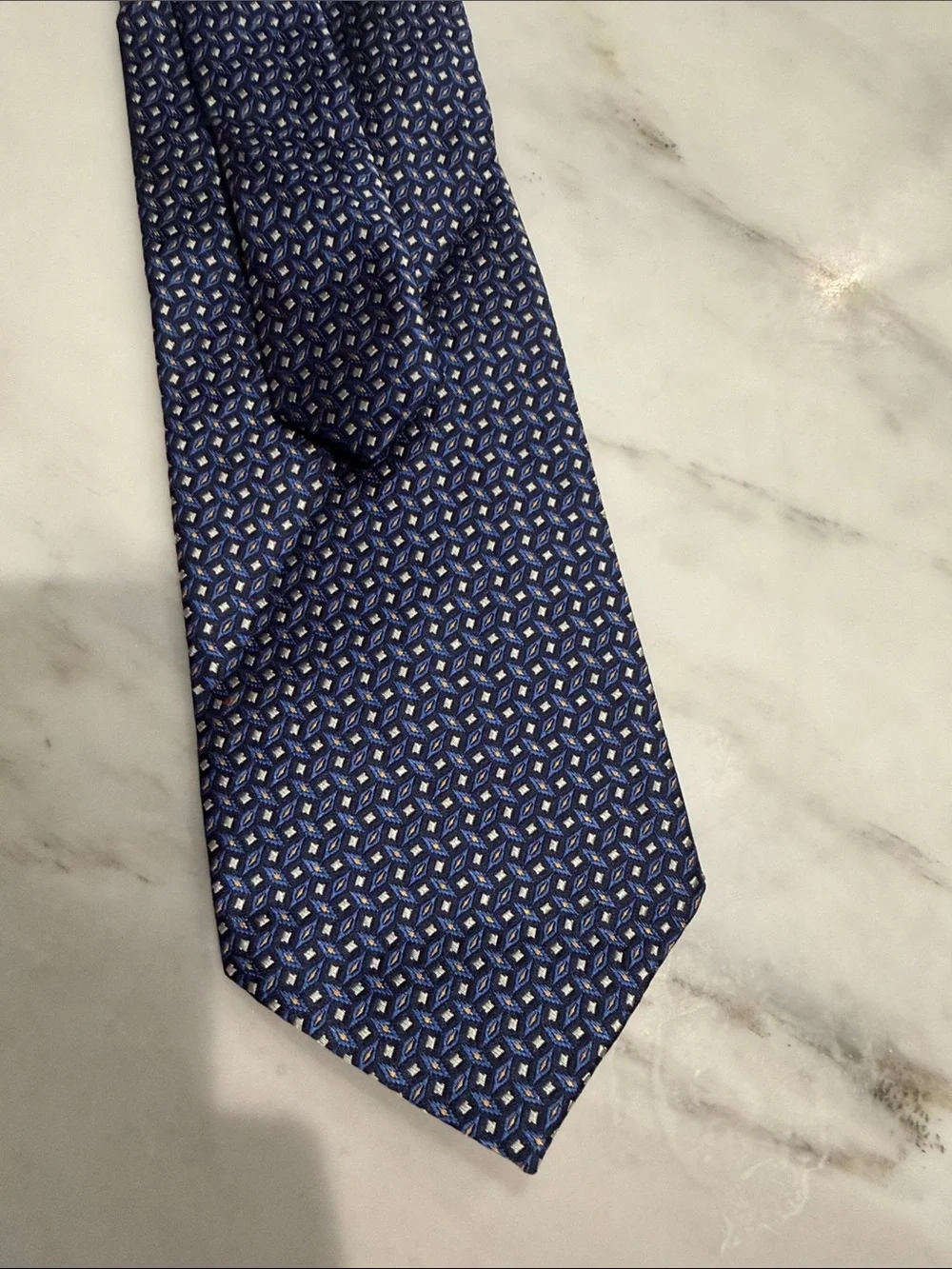 Ralph Lauren Lauren Men's Navy Micro-Pattern Silk Tie made in USA